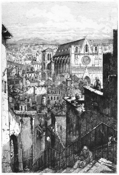 View of Saint-Jean church, Lyon, mid-19th century by Gabrielle Marie Niel